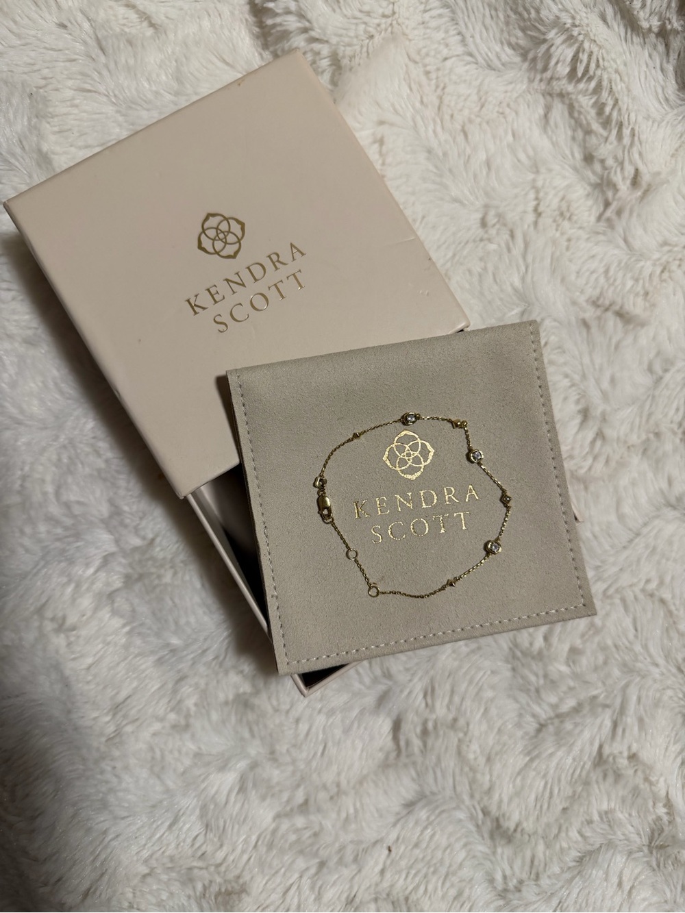 NWOT! Kendra Scott Gold Davie Trio white sapphire Delicate Bracelet - Picture 2 of 7